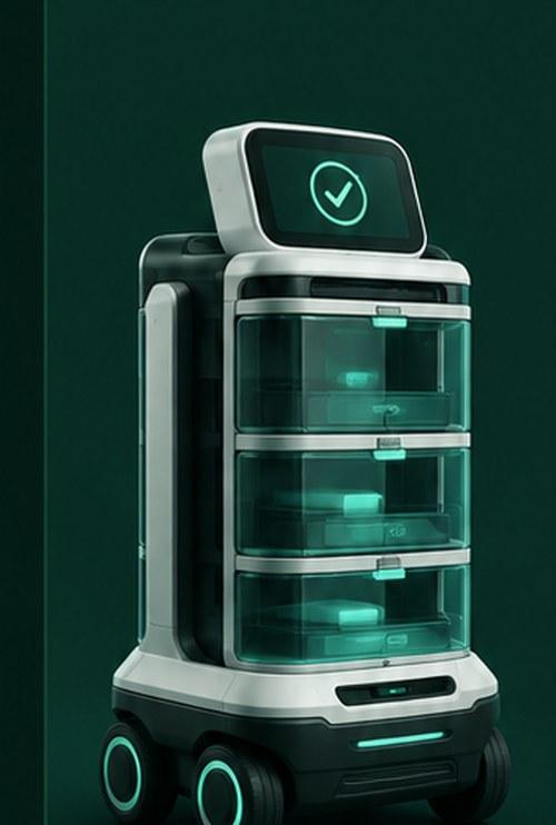 Medication trolley healthcare robot with secure compartments